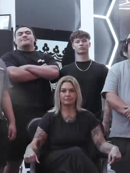The Kings Society crew in the shop